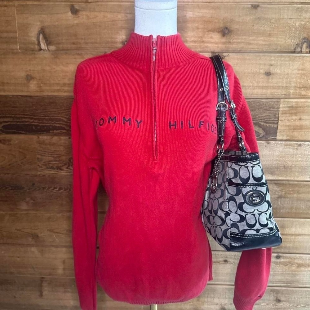 Tommy Hilfiger red quarter zip sweater